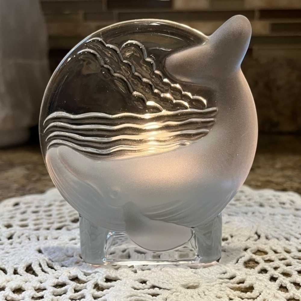 PartyLite Whale Glass Tea Light Holder Candle Holder